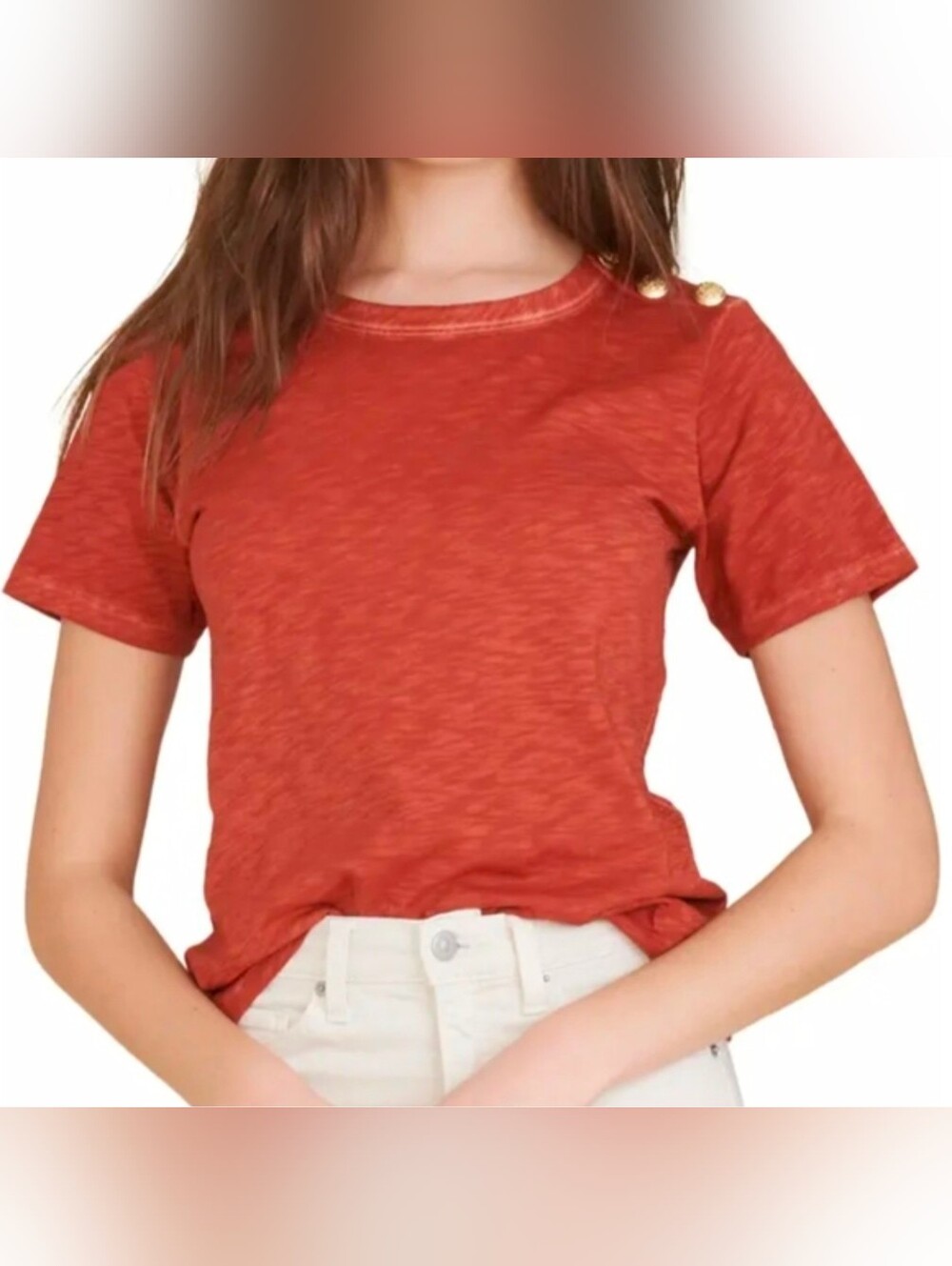Veronica Beard • Carla button shoulder pima cotton tee
